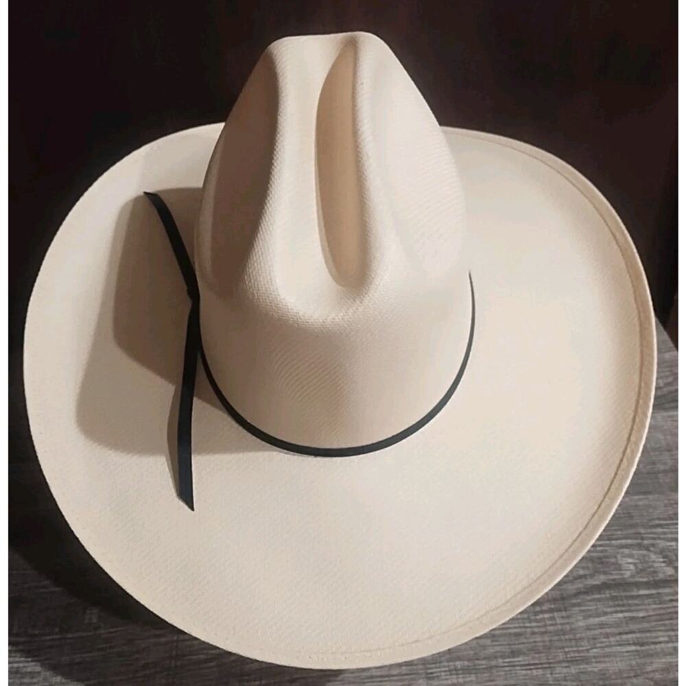 Alamo Hat Co 7 1/8 Khaki Beige USA Summer Lightweight Straw Cowboy Western Hat - Picture 4 of 9